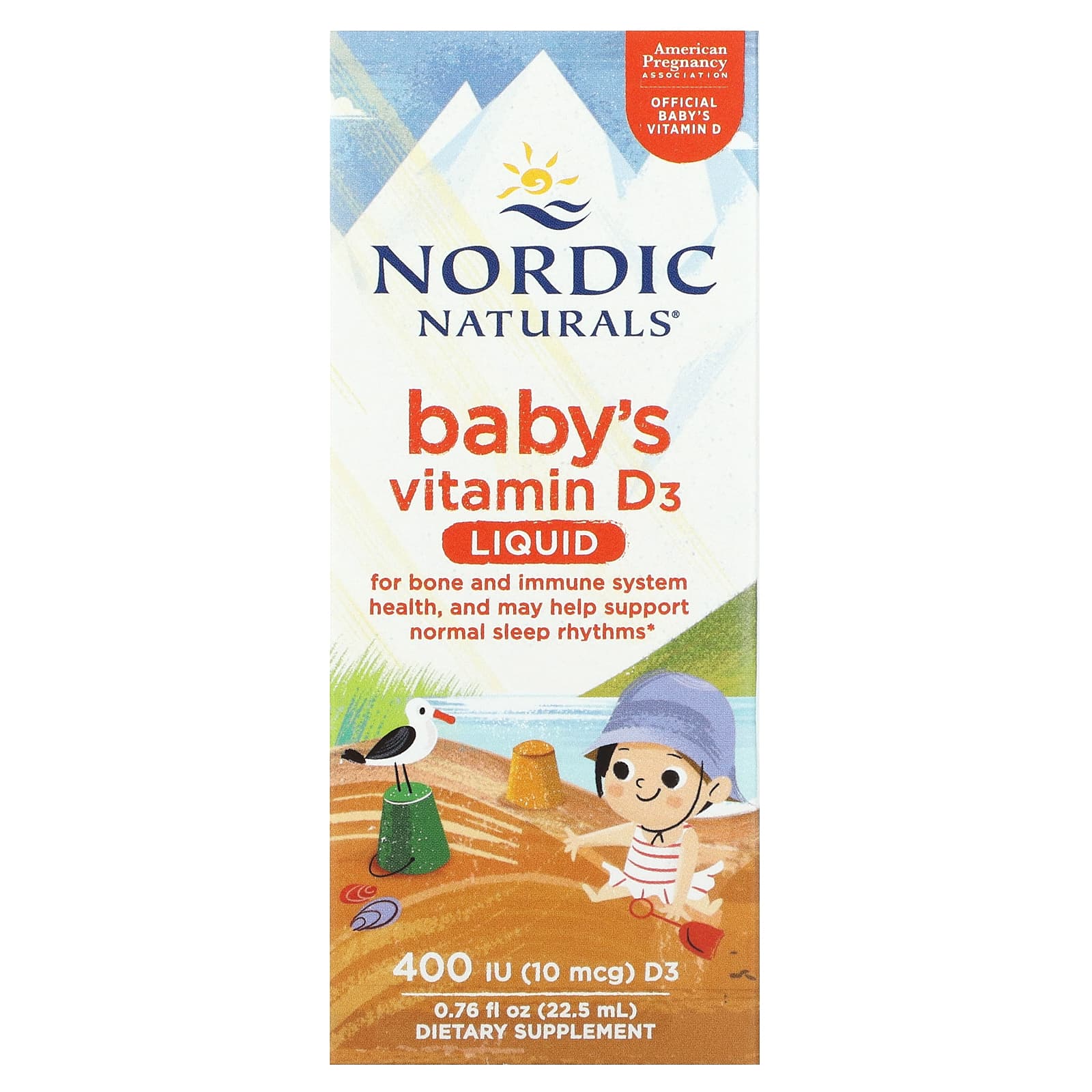 Nordic Naturals, Baby's Vitamin D3, Liquid, 10 mcg (400 IU), 0.76 fl oz (22.5 ml) UPC 768990027338 | HiLife Vitamins